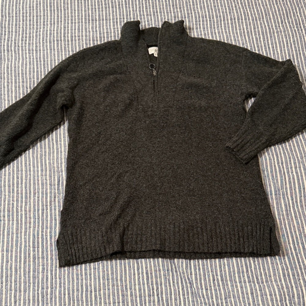 Lou & Grey Women's Dark Gray Zip Up Sweater